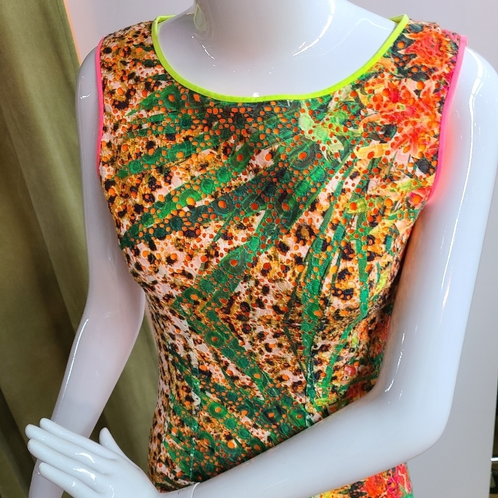 NWT Elie Tahari STUNNING Claudia Tropical Eyelet Leopard Print Sheath Dress - Picture 11 of 16